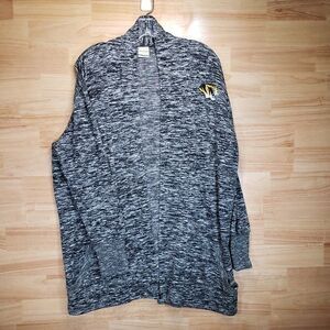 Mizzou Women's L Tiger Logo Open Cardigan Black/White Sweater Shacket